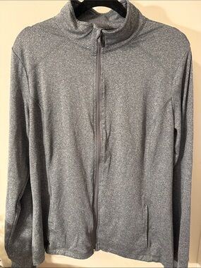 Danskin Now Charcoal Heather Semi-Fitted Zip Jacket